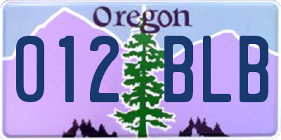 OR license plate 012BLB