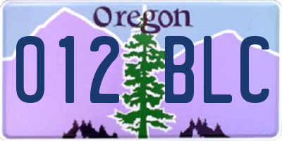 OR license plate 012BLC