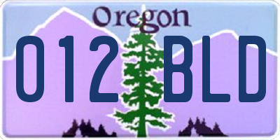 OR license plate 012BLD