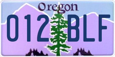 OR license plate 012BLF