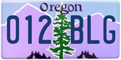 OR license plate 012BLG