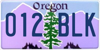OR license plate 012BLK