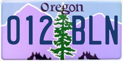 OR license plate 012BLN