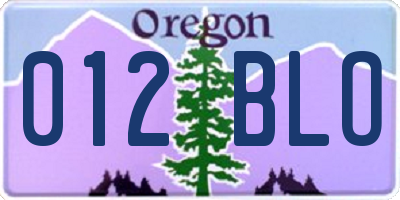 OR license plate 012BLO