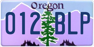 OR license plate 012BLP