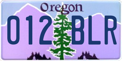 OR license plate 012BLR
