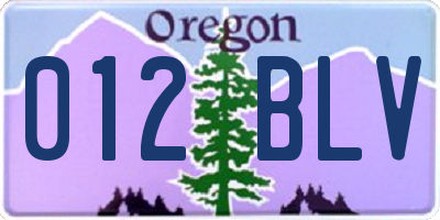 OR license plate 012BLV