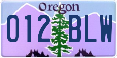 OR license plate 012BLW
