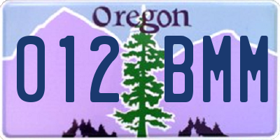 OR license plate 012BMM