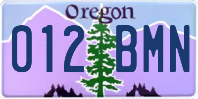 OR license plate 012BMN