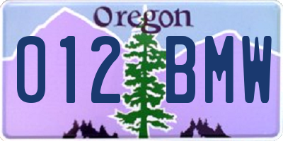 OR license plate 012BMW