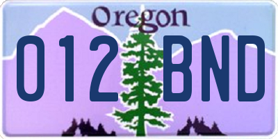 OR license plate 012BND
