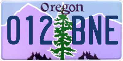 OR license plate 012BNE