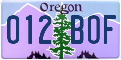 OR license plate 012BOF
