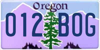 OR license plate 012BOG