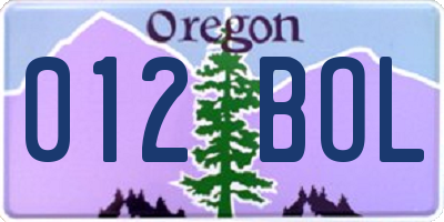 OR license plate 012BOL