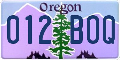 OR license plate 012BOQ