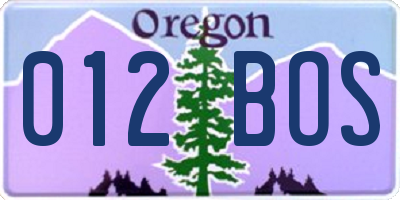 OR license plate 012BOS