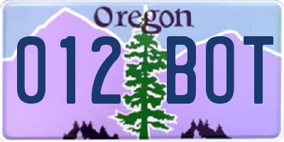 OR license plate 012BOT