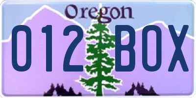 OR license plate 012BOX