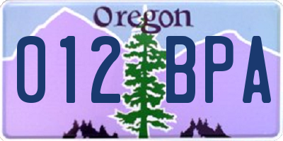 OR license plate 012BPA