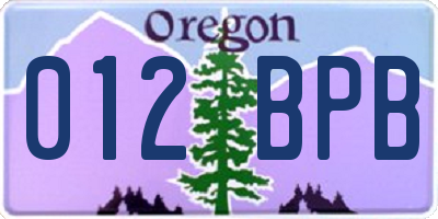 OR license plate 012BPB