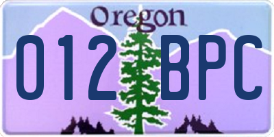 OR license plate 012BPC