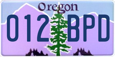 OR license plate 012BPD