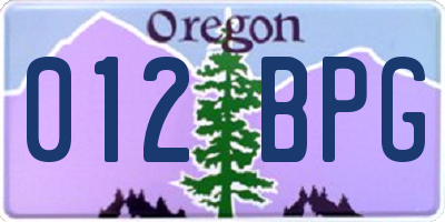OR license plate 012BPG