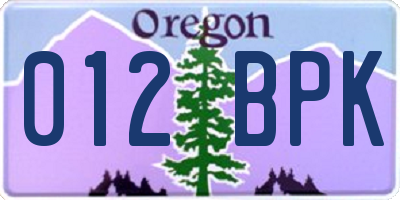 OR license plate 012BPK