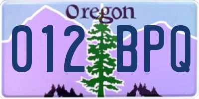OR license plate 012BPQ