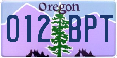 OR license plate 012BPT