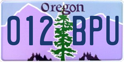 OR license plate 012BPU