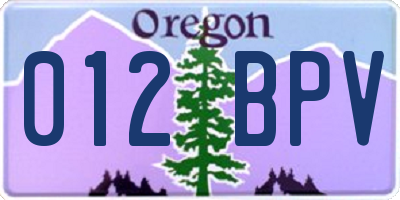OR license plate 012BPV