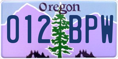 OR license plate 012BPW