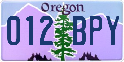 OR license plate 012BPY