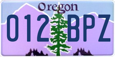 OR license plate 012BPZ