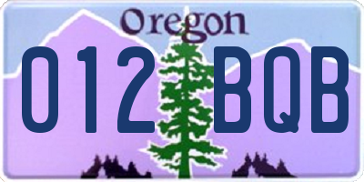 OR license plate 012BQB