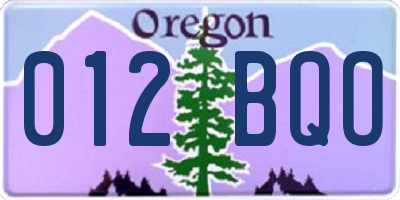 OR license plate 012BQO