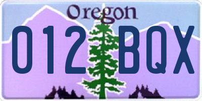 OR license plate 012BQX