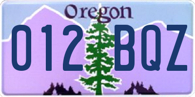 OR license plate 012BQZ