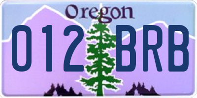 OR license plate 012BRB