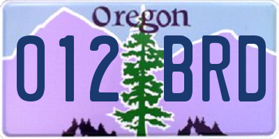 OR license plate 012BRD