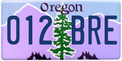 OR license plate 012BRE