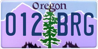 OR license plate 012BRG