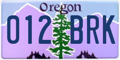 OR license plate 012BRK