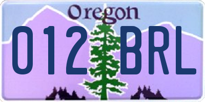 OR license plate 012BRL