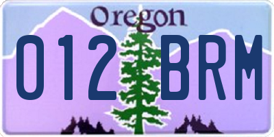 OR license plate 012BRM