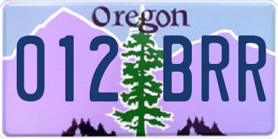 OR license plate 012BRR