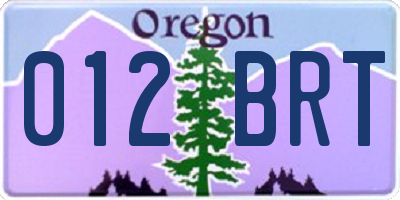 OR license plate 012BRT
